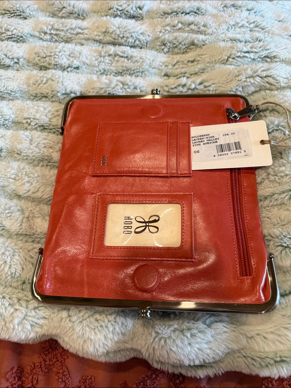 HOBO Red Leather Frame Wristlet Wallet with ID Window